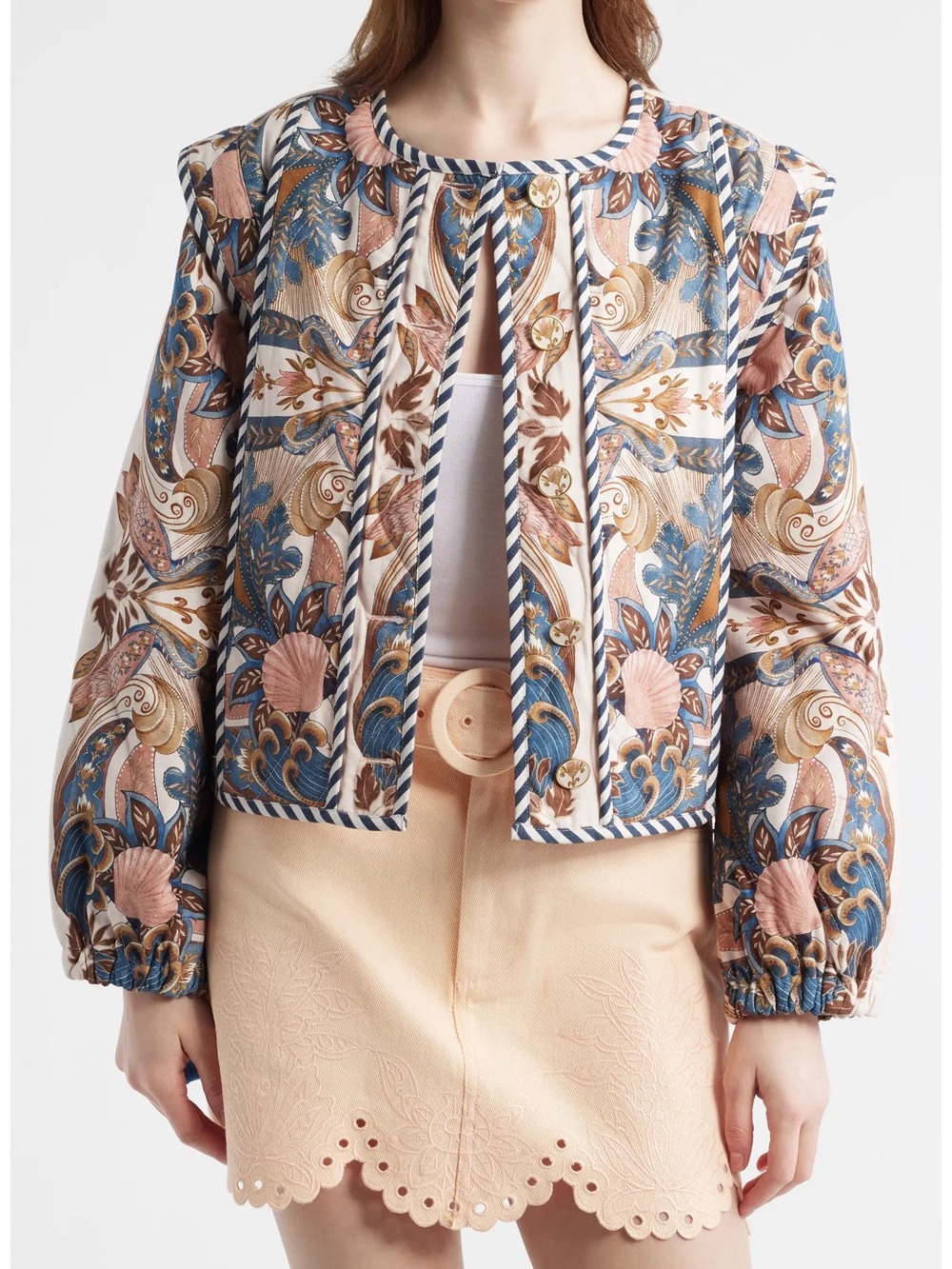 Brand New FARM Rio Sea Garden Print Button Front Jacket